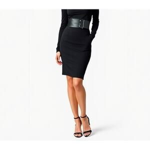 Isabel de Pedro Black Jersey Classic Pencil Skirt Size 6 US $145